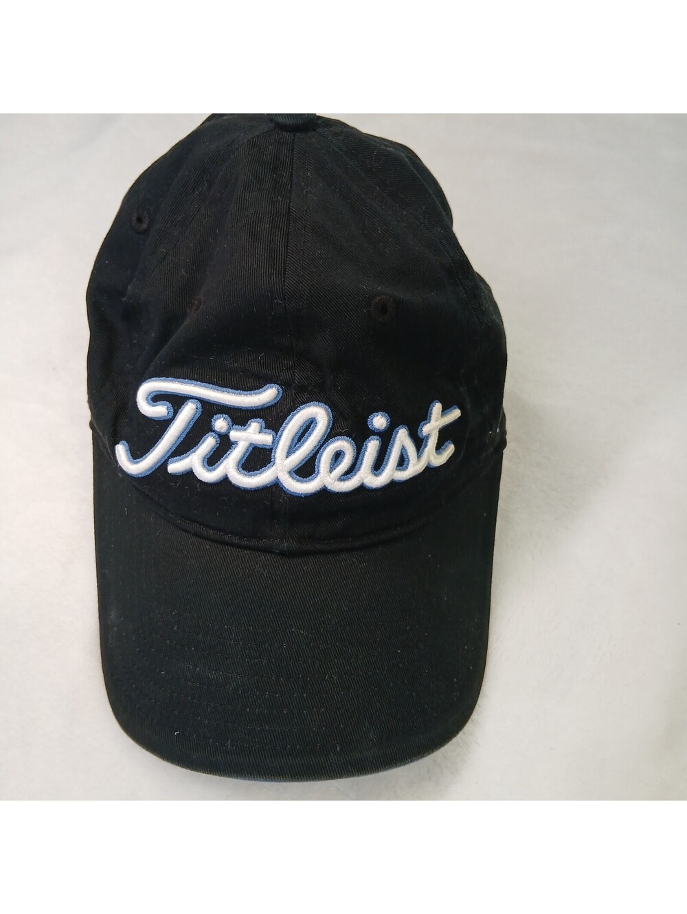 Titleist Pro V1 Golf Hat Cap Black Adjustable Strap Embroidered Blue White Logo